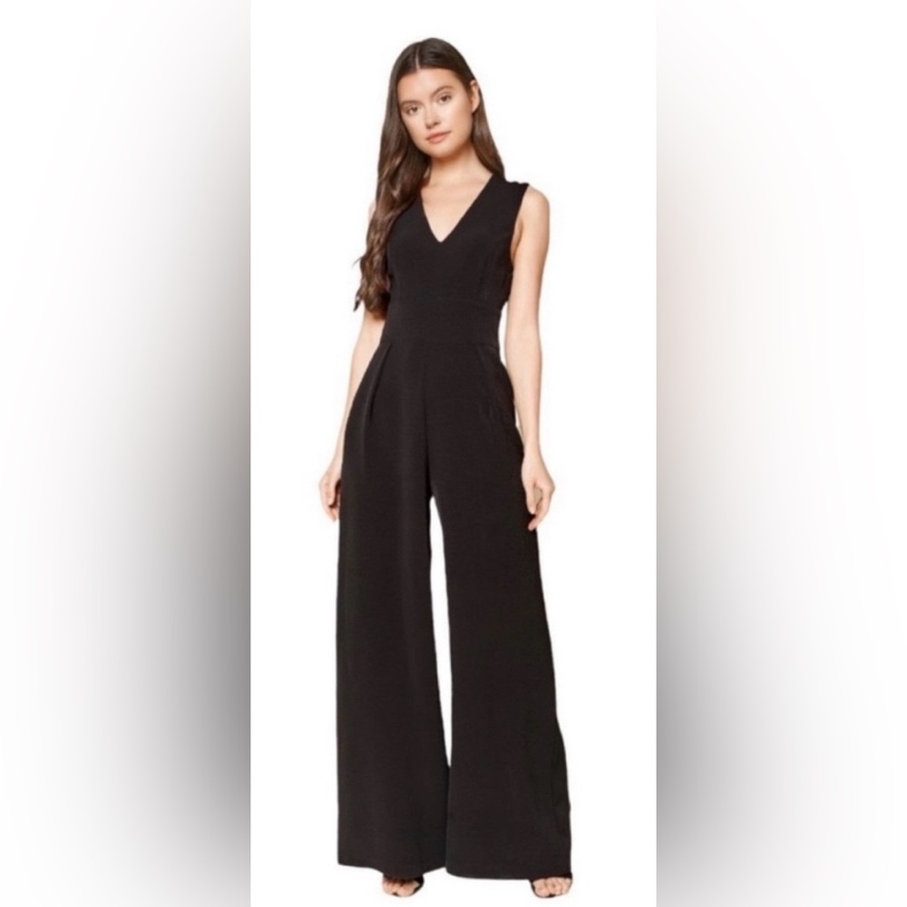 Sugar Lips Womens Black Wide-Leg Jumpsuit